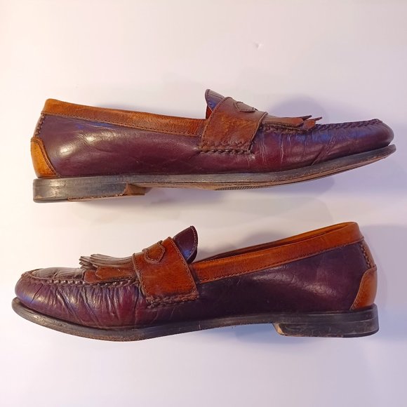 HS Trask Vintage Men's Loafers Buckle & Kilts Chestnut Brown/Dark Tan size:10.5M - Picture 3 of 12